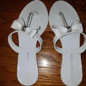 White/Silver Sandals/Flip Flops/Thongs with Bow